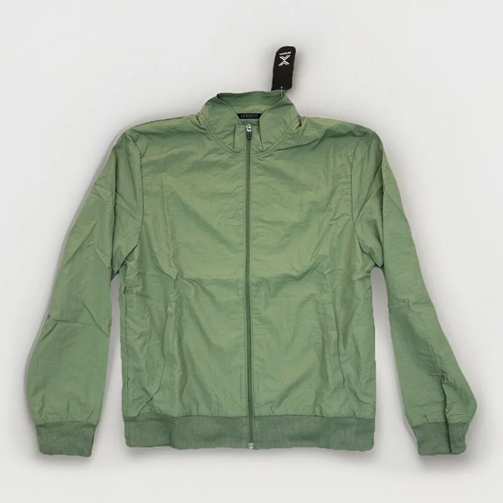 Xersion Men's Bomber Jacket Size M Green Full Zip Track Pockets Woven NWT $55